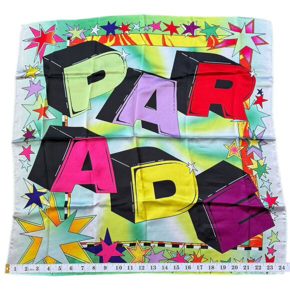 PARADE New Multicolor Print Scarf Square 24x24" Polyester One Size Colorful - Picture 2 of 3